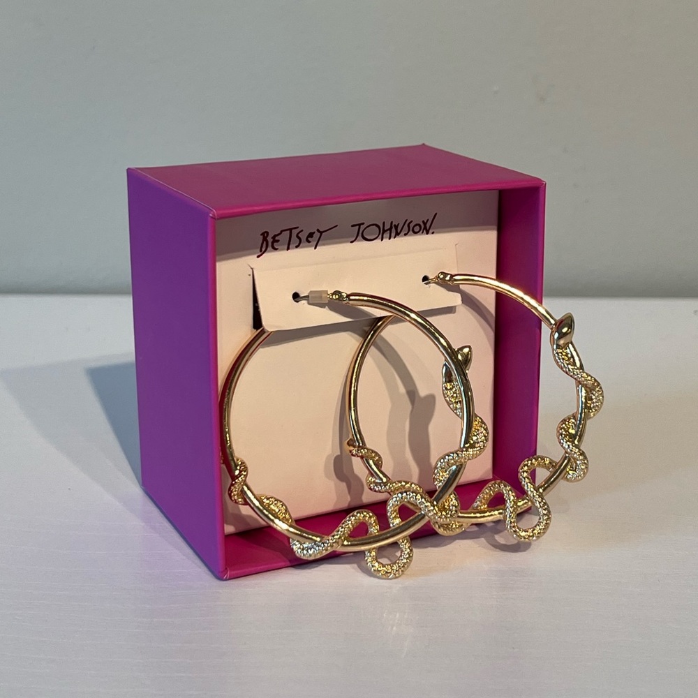Betsey Johnson, Gold Snake Hoop Earrings